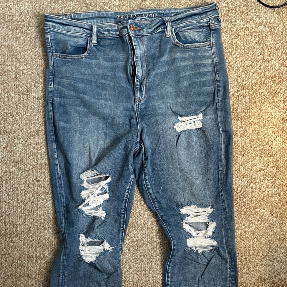 American Eagle Outfitters Women's Ripped Blue Skinny Jeans